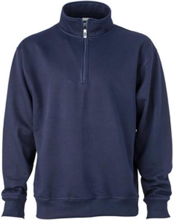 James and Nicholson Uniseks werkkleding Half Ritssweatshirt (Marine)
