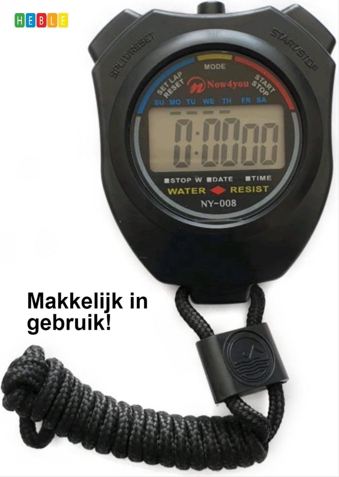 *** Classic Stopwatch Groot Display Timer - Sport Timer - Waterdicht Stop Watch - Timen - Sport Accessoire - van Heble® ***