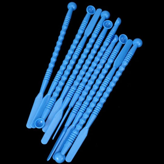 10 stuks Tandheelkundige Mengspatel Dubbelzijdig Plastic Mes voor Alginaat Cement Poeder Gips Gips Mengen blue