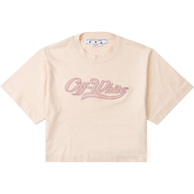 Off-White Dames/Dames Geborduurd Logo Crop T-shirt (Roze)