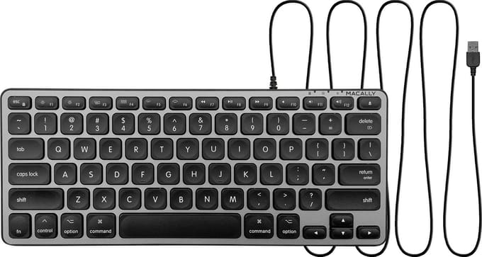 Macally BLMINIZKEYSG compact bedraad USB-A-toetsenbord met backlit verlichte toetsen voor Mac – Spacegray - U.S. (Amerikaans Engels)