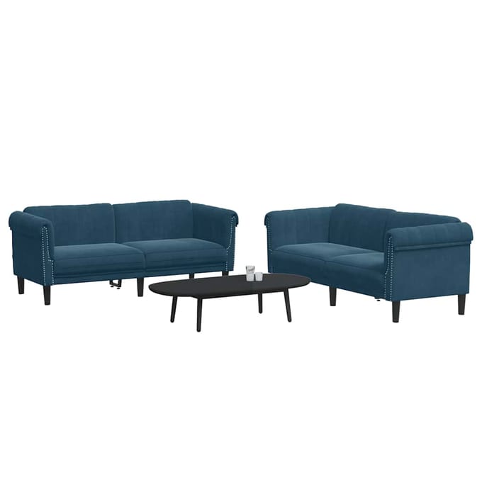 vidaXL - 2-delige - Loungeset - fluweel - blauw