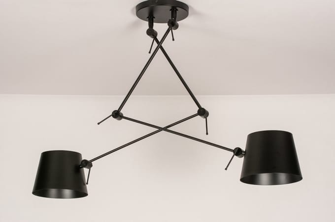 Lumidora Hanglamp 74291 - CANNES - 2 Lichts - E27 - Zwart - Metaal