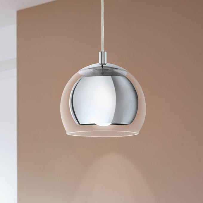 EGLO Rocamar hanglamp - E27 - 1 Lichts - Ø19 cm - glas - Grijs/Zilver