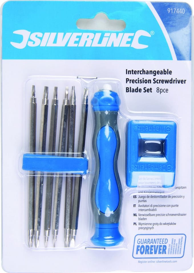 Silverline Verwisselbare precisie schroevendraaier bladen, 8 delig