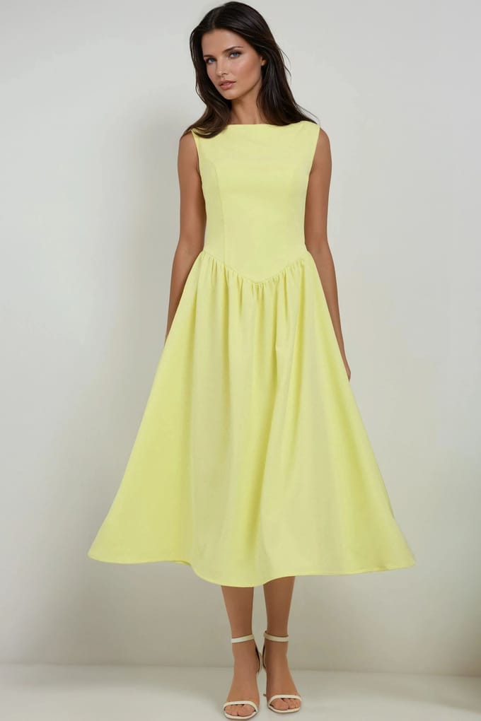 A-Form Midi-jurk met ronde hals