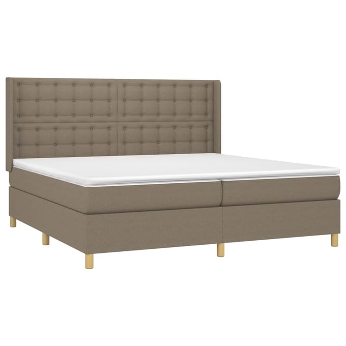 vidaXL - Boxspring - met - matras - stof - taupe - 200x200 - cm