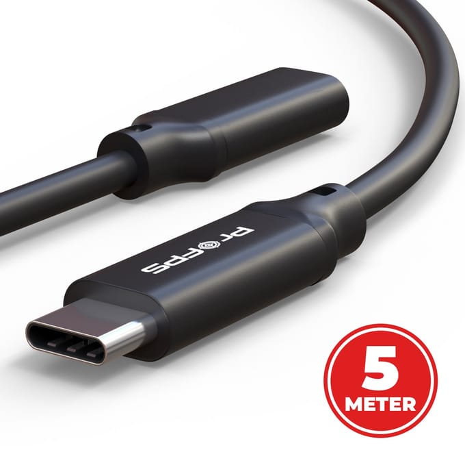 ProFPS USB-C Verlengkabel - 5 Meter - USB 3.2 Gen 2 - 100W - 20Gbps