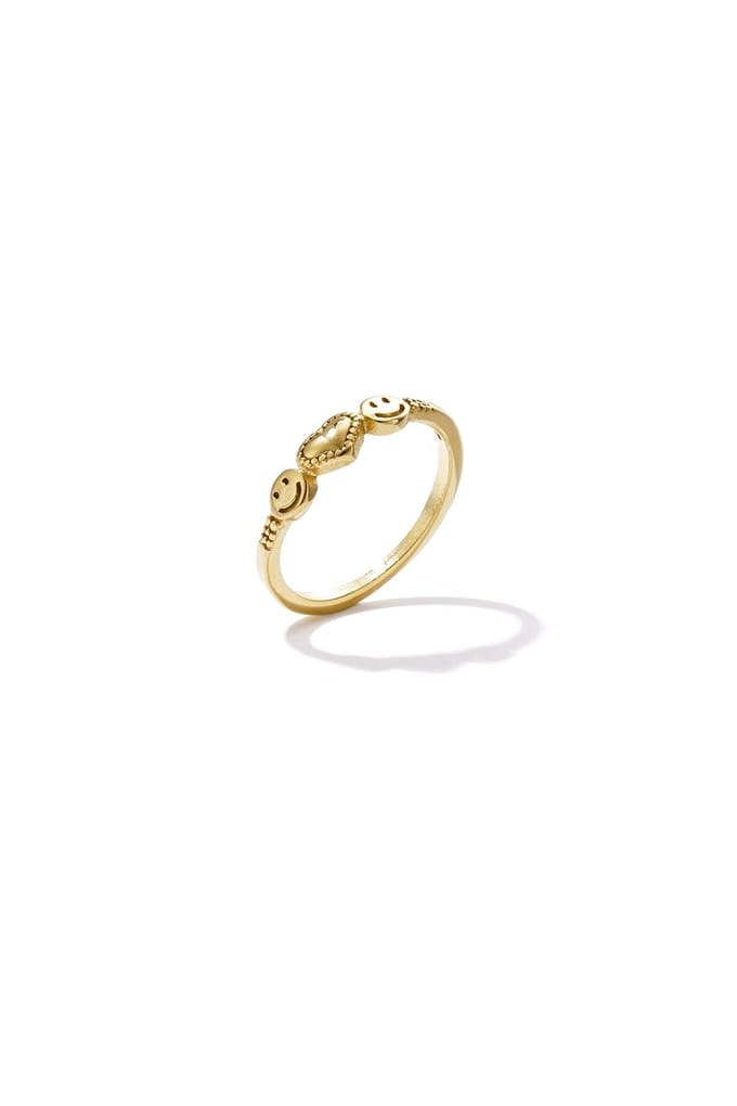 Ring met smileys en hart - Goudkleur - 16