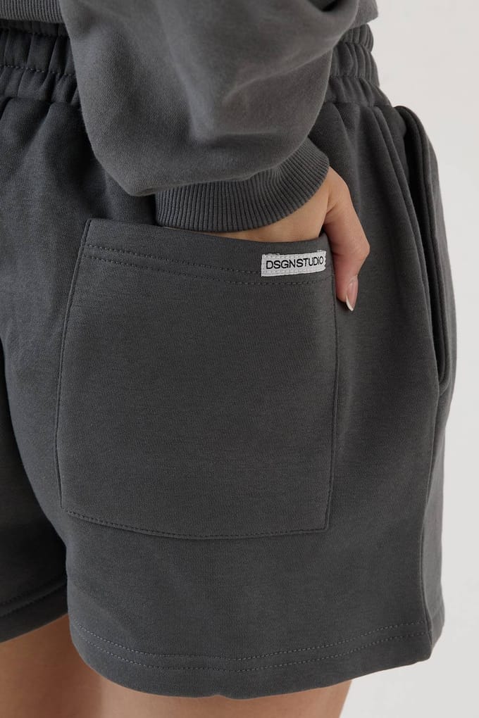 Dames Dsgn Studio Losse Pasvorm Sweat Short | Charcoal | Maat: XS