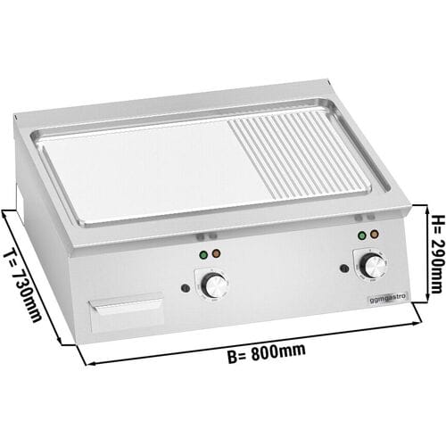 GGM Gastro Elektro Bratplatte - 9,6 kW - Glatt & Gerillt Zilver