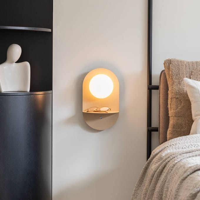 IT´S ABOUT ROMI IT'S ABOUT ROMI wandlamp Tokyo, beige, stekker, opbergvak