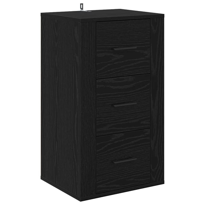 vidaXL - Dressoir - Zwart - Eiken - 40 - x - 33 - x - 70 - cm - Bewerkt - hout