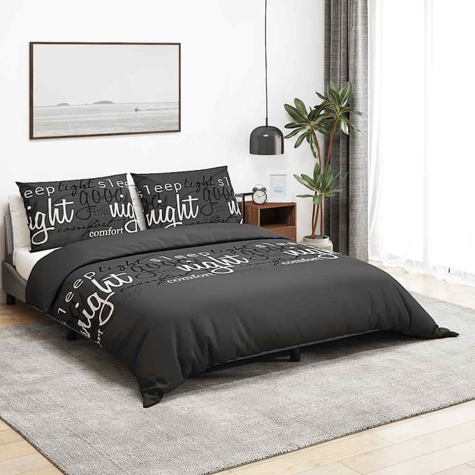 vidaXL - Dekbedovertrekset - 200x200 - cm - katoen - zwart - en - wit
