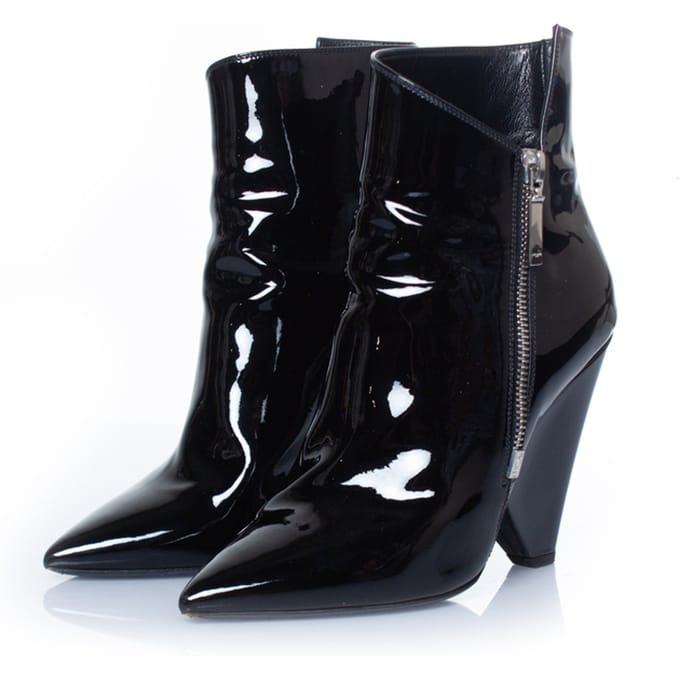 Saint Laurent Zwarte lakleren niki laarzen