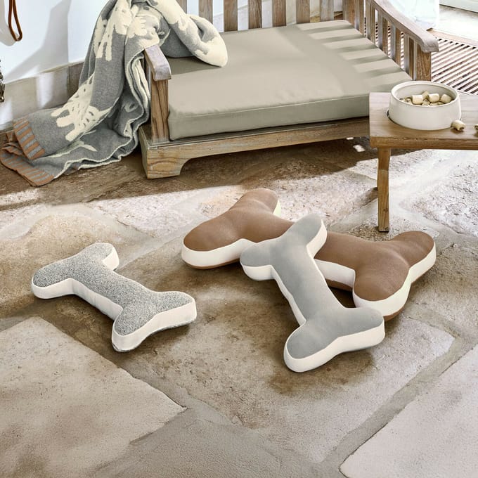 LOBERON Kussen set van 3 Fluffido grau/weiß/braun