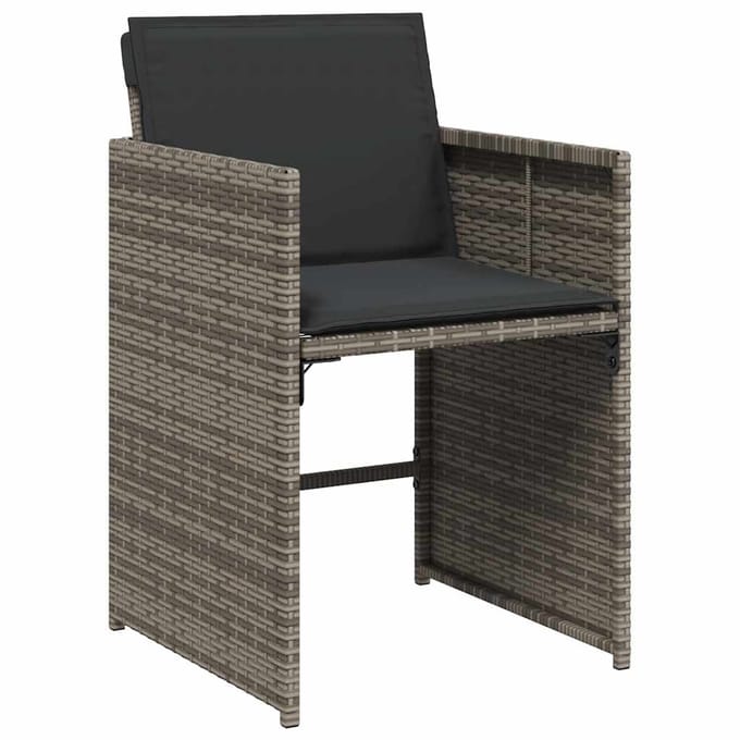 vidaXL - 13-delige - Tuinset - met - kussens - poly - rattan - grijs