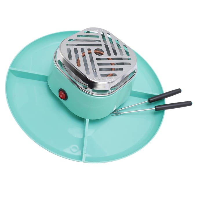 Elektrische Smores Maker voor Binnen met 4 Afneembare Bakjes Regelbare Temperatuur Tafelmodel Chocolade blue