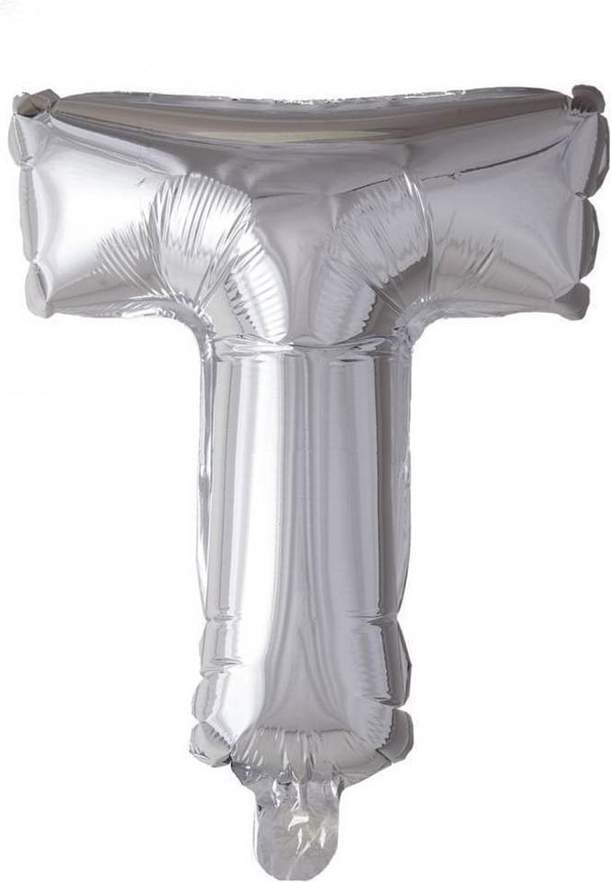 Wefiesta Folieballon Letter T 41 Cm Zilver