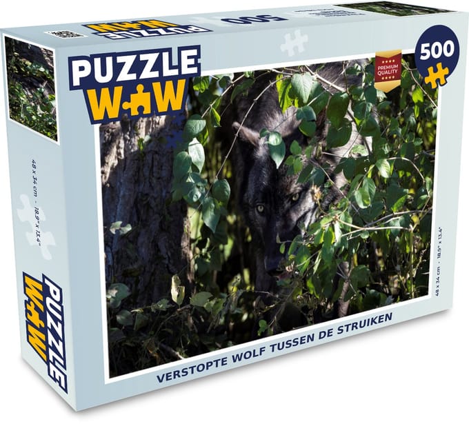 Puzzel Verstopte wolf tussen de struiken - Legpuzzel - Puzzel 500 stukjes