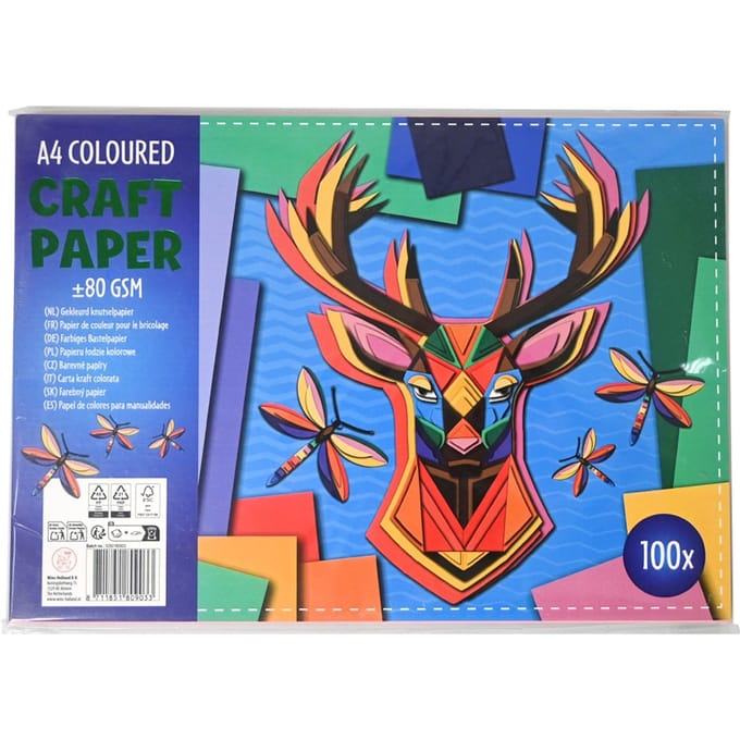 Colourful animals A4 Coloured craft paper; 100 vel Knutselen