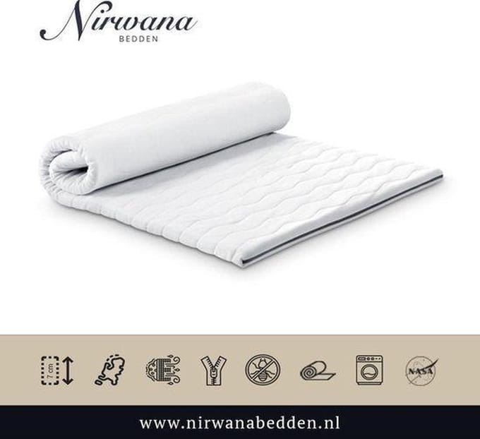 Nirwana Bedden Topper - NASA Traagschuim - Topdekmatras - Ergonomisch - 180x210cm ca 8cm dik matras