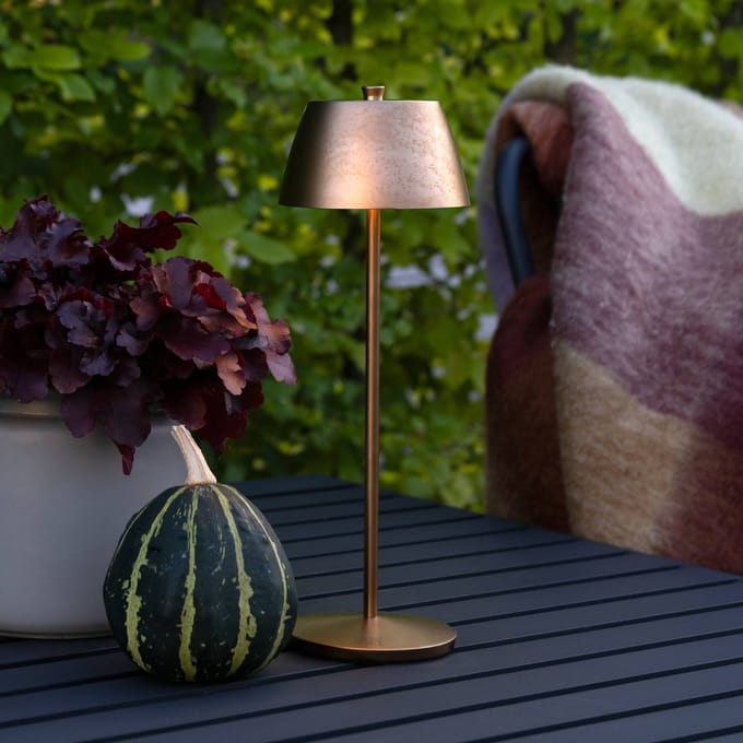 Konstsmide LED tafellamp Eze, mat koper, 32 cm, IP54, USB