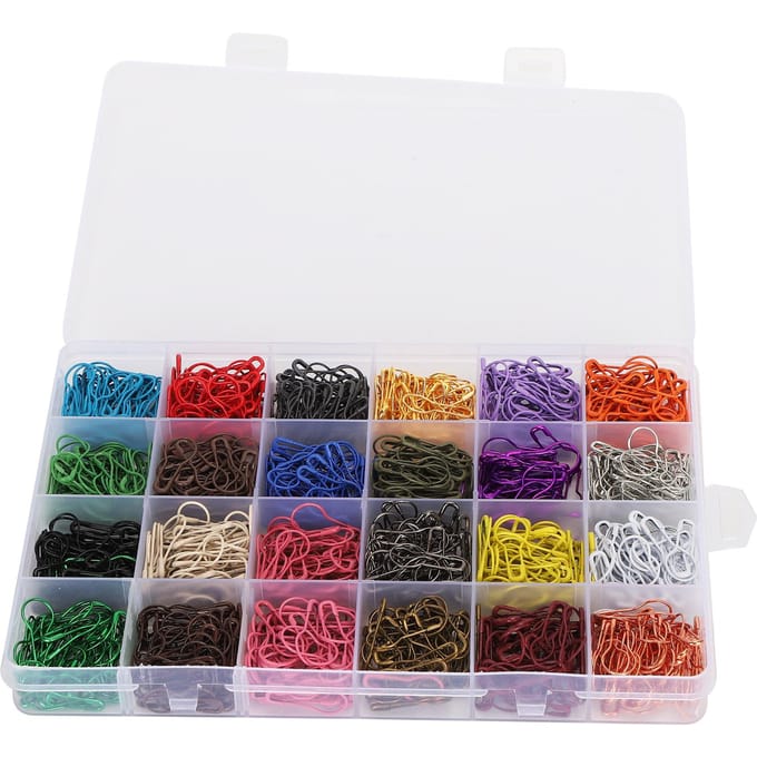 1200 stuks Kalebasspeld 24-kleuren Legering Veiligheidsbroche Kleine Steekmarkeerders voor Breien Decoratie gray