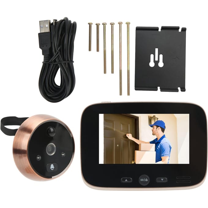Draadloze digitale deurbel met 4,3 inch scherm, 1 MP bewegingsdetectie en nachtzicht voor thuis.