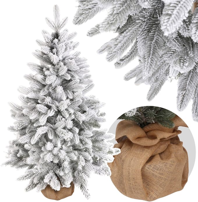 Kunstkerstboom Scandinavische spar, dichtbegroeid, besneeuwd, in pot, als echt 110 cm