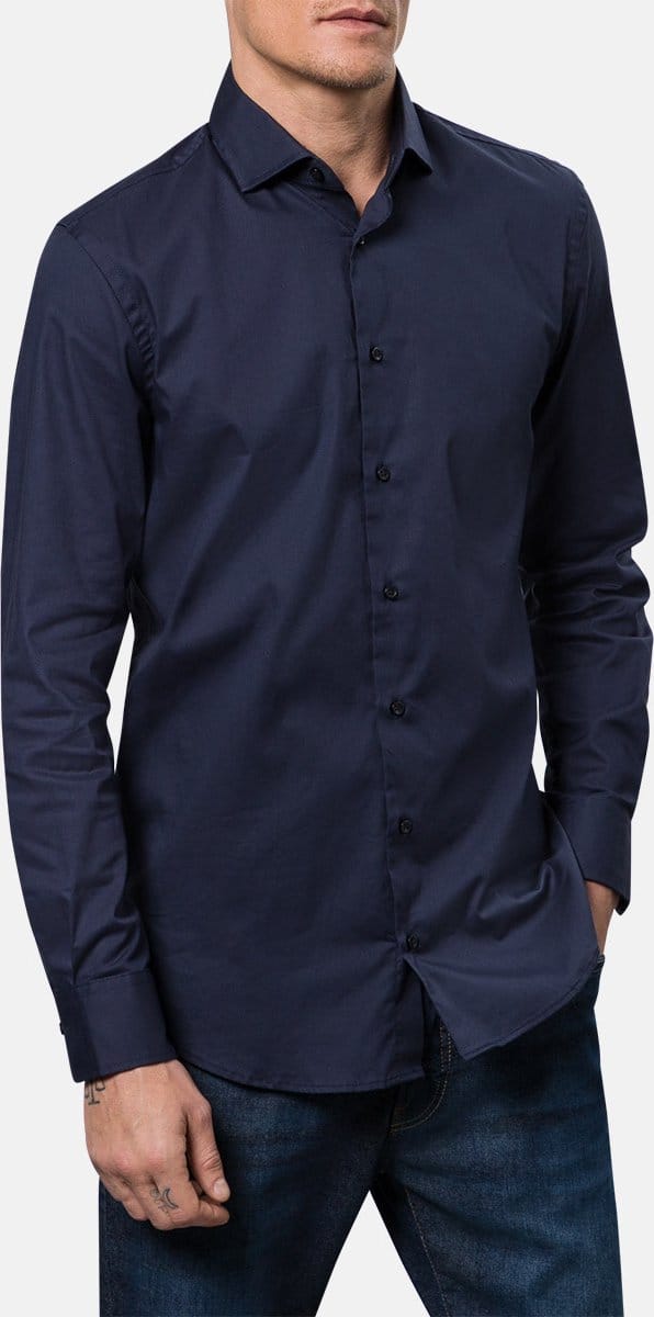 Overhemd Tailored Fit Henry Cotton/Stretch Navy (11490.9000 - 6000)