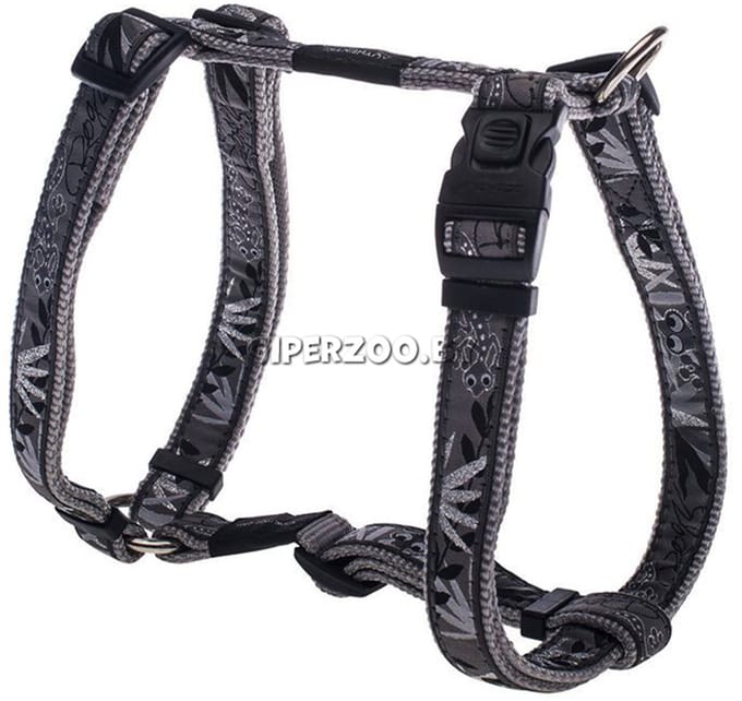 Rogz hondenharnas ARMED RESPONS - SILVER GECKO -extra large - 60-100 cm - kliksluiting met slot
