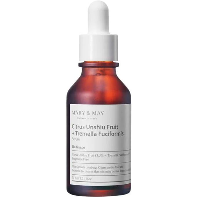 Mary&May Citrus Unshiu + Tremella Fuciformis Serum, 30 ml - Nawilżająco-rozjaśniające serum do twarzy