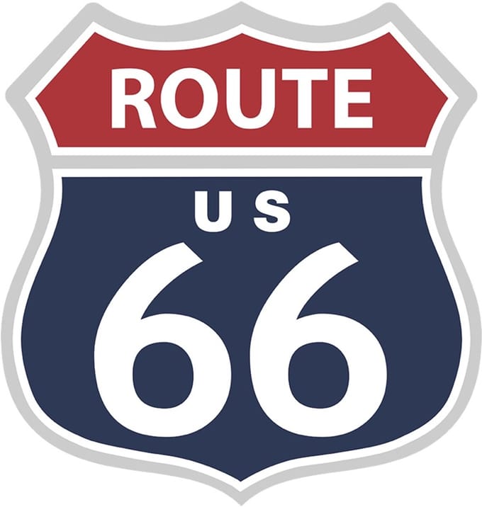 Signs USA - Schild - Route 66 Red White Blue - 39 x 37 cm