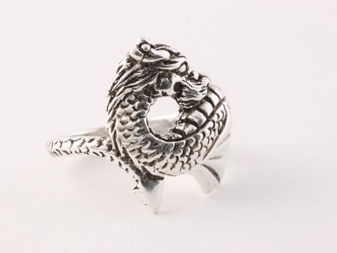 Zilveren draak ring - maat 23