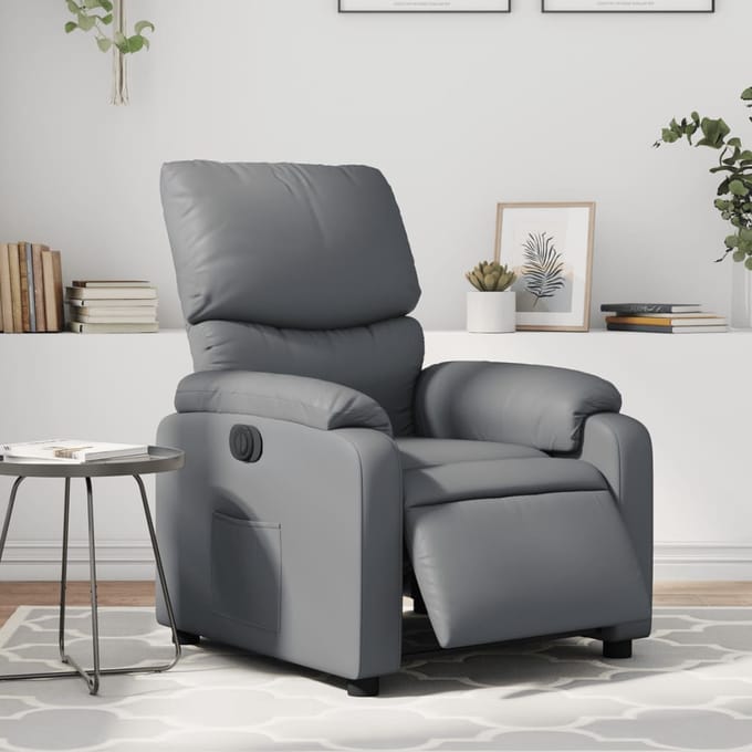 vidaXL - Fauteuil - verstelbaar - elektrisch - kunstleer - grijs
