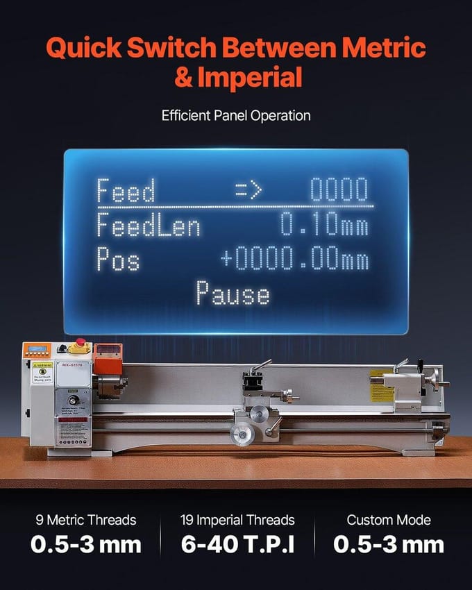 Metalen draaibank Machine 8,7 x 39 inch Bankstroom Metalen draaibank Automatische voeding