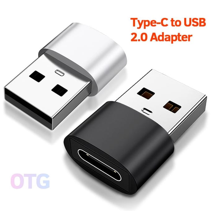 FONKEN USB naar Type-c converteradapter USB 2.0-stekker Draagbare minicomputer Mobiele telefoonconverters Zilver en zwart