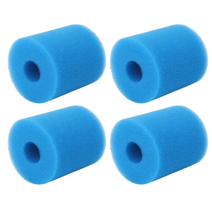 Lot de 4 éponges filtrantes réutilisables et lavables de type H pour piscine blue