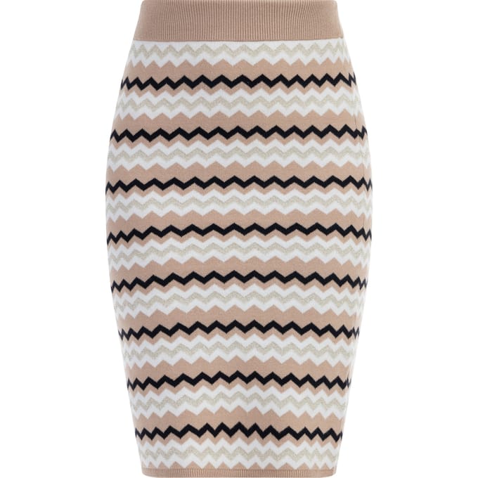 Faina Gebreide midi-rok Dames Beige Veelkleurig