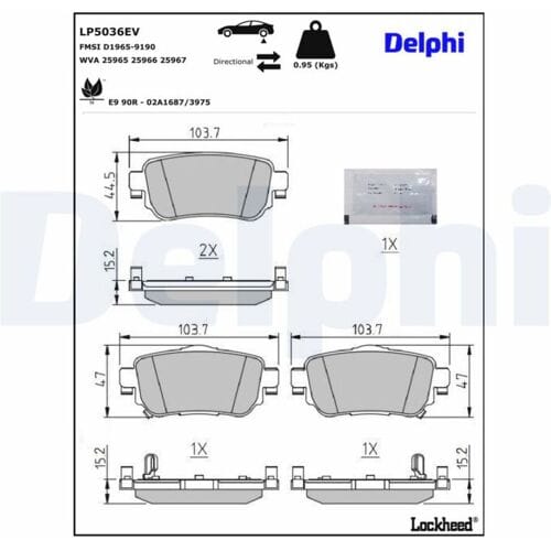 Remblokset, schijfrem DELPHI LP5036EV
