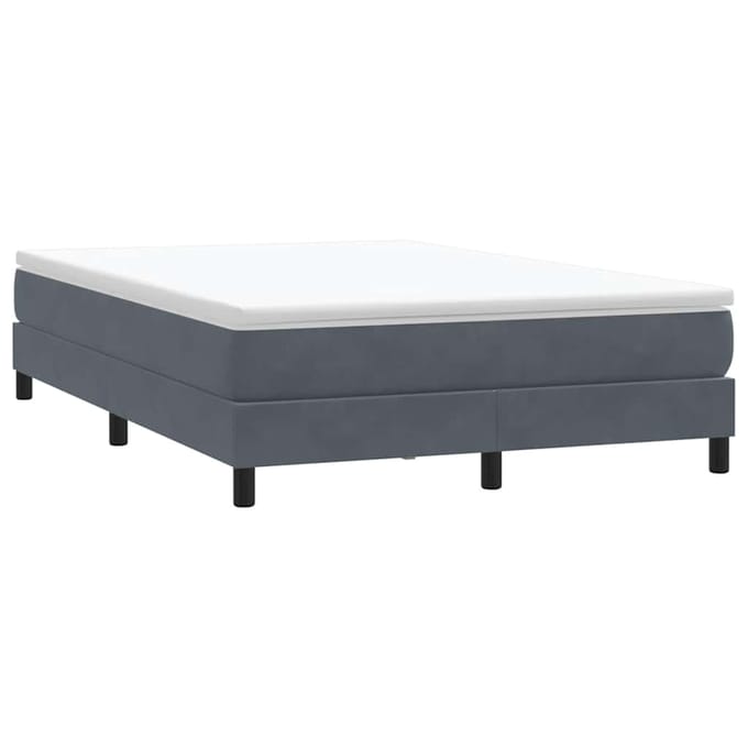 vidaXL - Boxspring - zonder - matras - fluweel - donkergrijs - 140x220 - cm