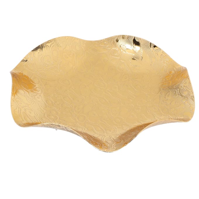 Gouden Fruitschaal Hand Elektroplating Proces Mooi Patroon Gladere Oppervlakken Snackschotel voor beige