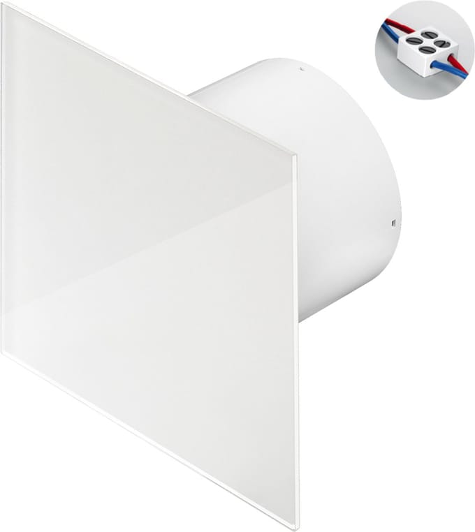 Awenta Silent badkamerventilator 100 mm - 75 m³/h - Mat wit glas