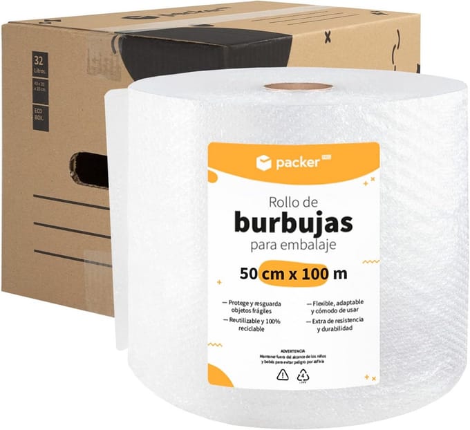 Set van 10 Verhuisdozen met Handvatten en Bubbeltjesplastic - Opslag en Verpakking
