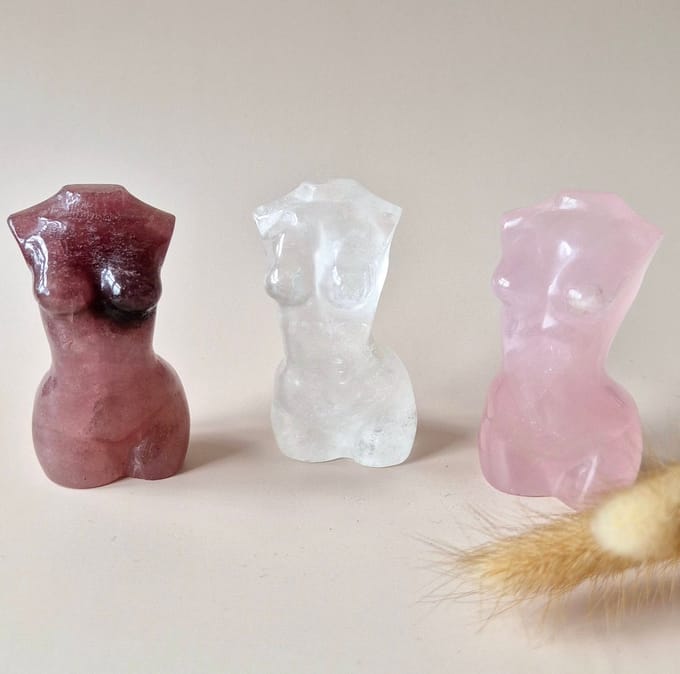 Edelsteen Vrouwenlichaam Buste (8 cm) - Rozenkwarts