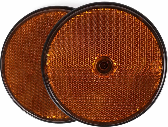 Benson Ronde reflector - 85 mm - oranje - 2 stuks - E-keur - schroefbevestiging