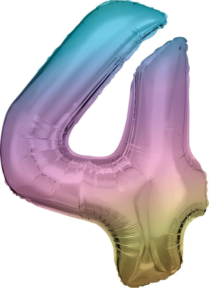 Amscan Cijferballon 4 86 Cm Blauw/roze/goud