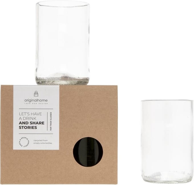 Original Home Glazen Medium Set van 2 - Drinkglazen Transparant - Set van 2 - Diameter 7 x Hoogte 11 cm