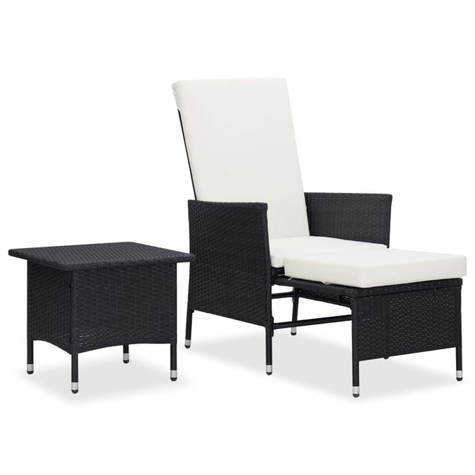 vidaXL - 2-delige - Loungeset - met - kussens - poly - rattan - zwart